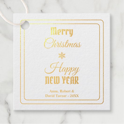 写真エレガントメリークリスマスハッピーニューイヤー フェイバータグ (正面)