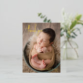 写真エレガントモダンありがとうお誕生発表 箔招待状ポストカード (立ち正面)