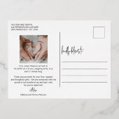 写真エレガントモダンありがとうお誕生発表 箔招待状ポストカード (裏面)