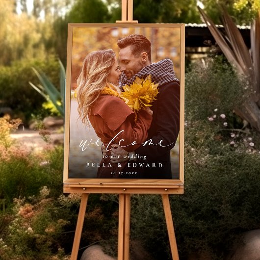 写真エレガントモダンのシンプル結婚歓迎 ポスター