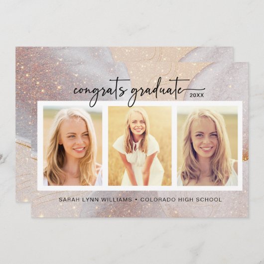 写真エレガントモダンの卒業 案内状 (正面/裏面)