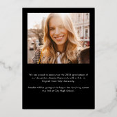 写真エレガントモダンの卒業 箔招待状 (裏面)