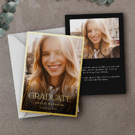 写真エレガントモダンの卒業 箔招待状