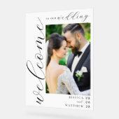 写真エレガントモダンの結婚歓迎 アクリルサイン (傾斜)