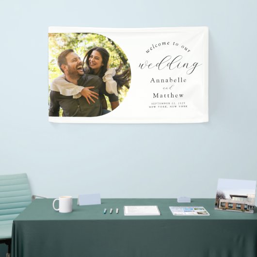 写真エレガントモダンの結婚歓迎 横断幕 (トレードショー)