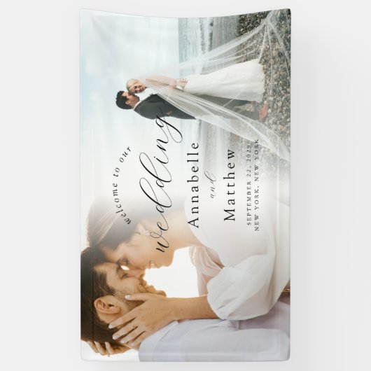 写真エレガントモダンの結婚歓迎 横断幕 (縦)