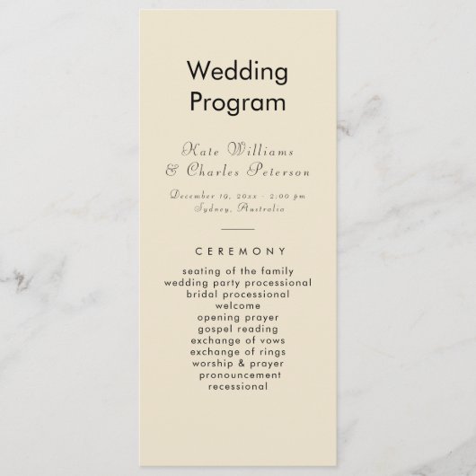 写真エレガントモダンのQrcodeカスタム結婚式 プログラム (正面)