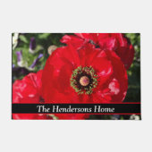 写真エレガントモダンカリフォルニア赤いポピーの花 ドアマット (正面)