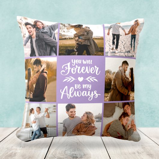 写真エレガントモダンコラージュ紫ギフト クッション