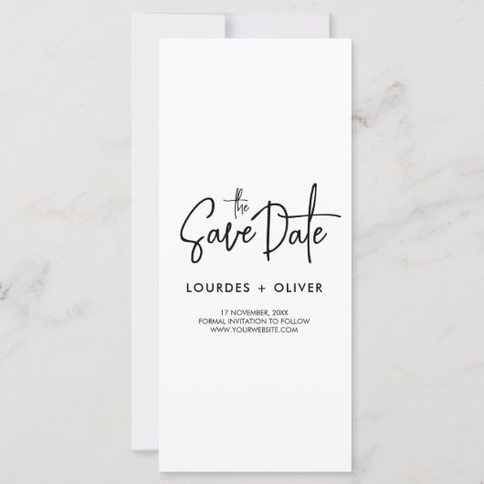 写真エレガントモダンブース結婚式の日付を保存 (裏面)