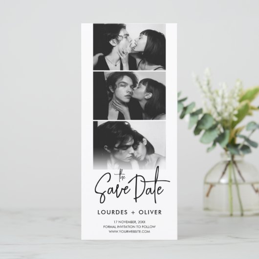 写真エレガントモダンブース結婚式の日付を保存 (スタンド正面)