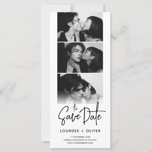 写真エレガントモダンブース結婚式の日付を保存 (正面)