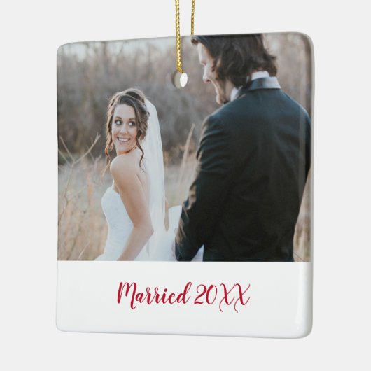 写真エレガントモダン初めてのクリスマス結婚した セラミックオーナメント (左)