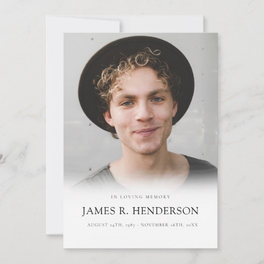 写真エレガントモダン悔やみや弔慰記念葬儀 サンキューカード (正面)