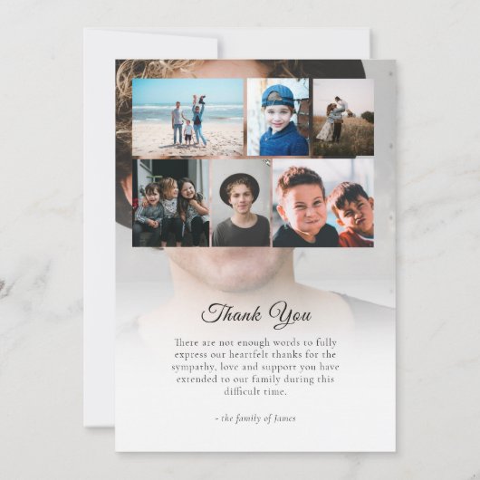 写真エレガントモダン悔やみや弔慰記念葬儀 サンキューカード (裏面)