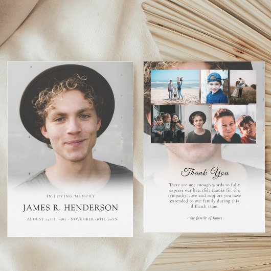 写真エレガントモダン悔やみや弔慰記念葬儀 サンキューカード