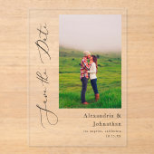 写真エレガントモダン日付の保存 アクリル招待状 (正面)