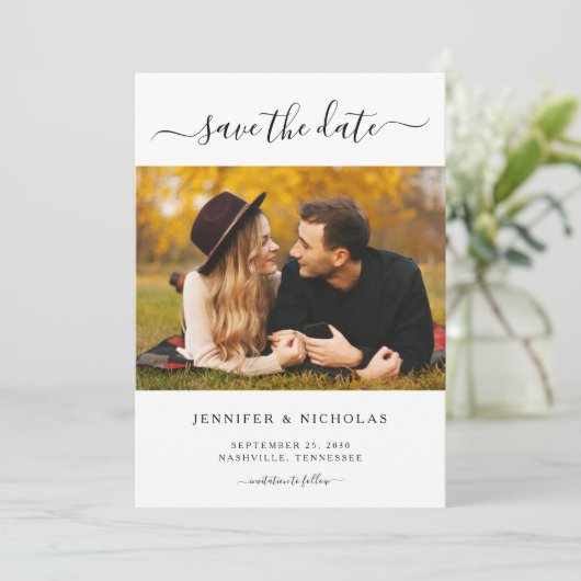 写真エレガントモダン日付の保存 セーブザデート (スタンド正面)