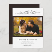 写真エレガントモダン日付の保存 案内ポストカード (正面/裏面)