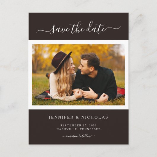 写真エレガントモダン日付の保存 案内ポストカード (正面)