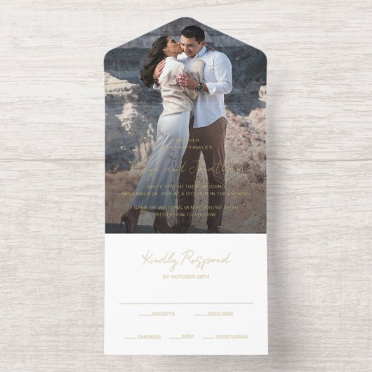 写真エレガントモダン結婚の オールインワン招待状 (内側)