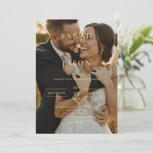 写真エレガントモダン結婚式招待状 招待状 (スタンド正面)