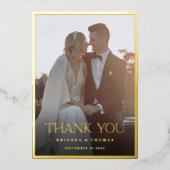 写真エレガントモダン金ゴールド結婚のサンキューカード 箔招待状 (正面)