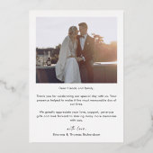 写真エレガントモダン金ゴールド結婚のサンキューカード 箔招待状 (裏面)