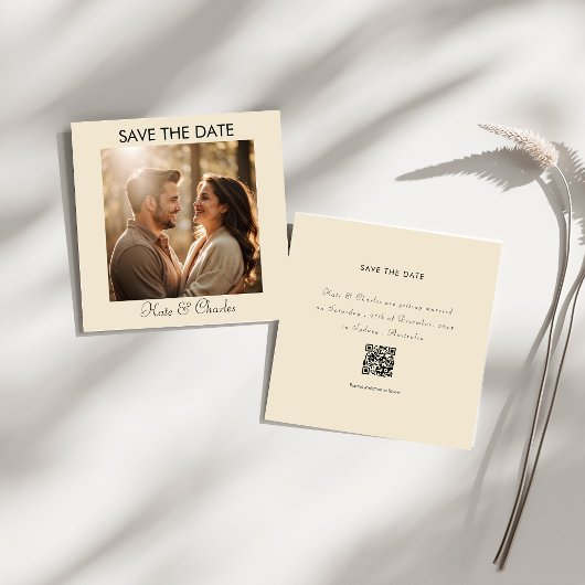 写真エレガントモダンQRコード日付の保存 セーブザデート