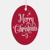 写真エレガントレトロメリークリスマスレッドキープサケ メタルオーナメント (正面右)