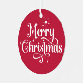 写真エレガントレトロメリークリスマスレッドキープサケ メタルオーナメント (正面左)