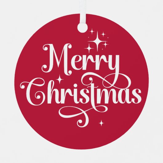 写真エレガントレトロメリークリスマスレッドキープサケ メタルオーナメント (正面)