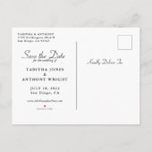 写真エレガント付きの日付スクリプトの保存 案内ポストカード (裏面)