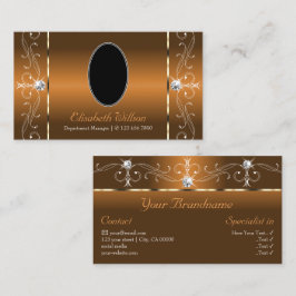 写真エレガント付きオレンジ色の茶色の四角い宝石 名刺