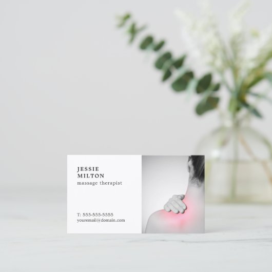写真エレガント付きプレーンマッサージセラピスト 名刺 (スタンド正面)