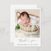 写真エレガント付きベビー出生告知カード サンキューカード (正面/裏面)