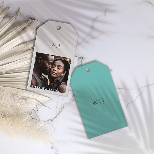 写真エレガント付きミニマ結婚リストの贈り物ラベル ギフトタグ