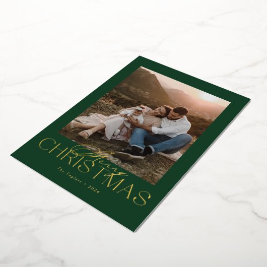 写真エレガント付きモダンクリスマスカード 箔シーズンカード (回転した状態)