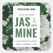 写真エレガント付きモダンフローラキャンドル瓶ラベル スクエアシール (正面)