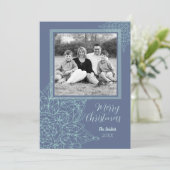 写真エレガント付き冬のスノーフレークデザイン シーズンカード (スタンド正面)