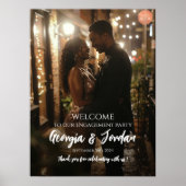 写真エレガント付き婚約パーティウェルカムサイン ポスター (正面)
