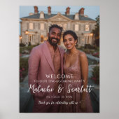 写真エレガント付き婚約パーティウェルカムサイン ポスター (正面)