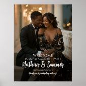 写真エレガント付き婚約パーティウェルカムサイン ポスター (正面)