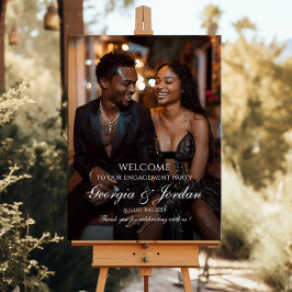 写真エレガント付き婚約パーティウェルカムサイン ポスター
