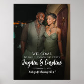 写真エレガント付き婚約パーティウェルカムサイン ポスター (正面)