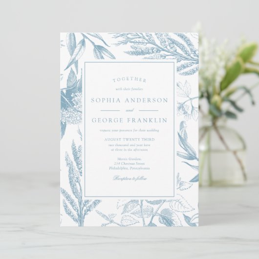 写真エレガント付き植物性結婚式招待状 招待状 (スタンド正面)
