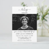 写真エレガント付き生活招待状のお祝い 招待状 (スタンド正面)