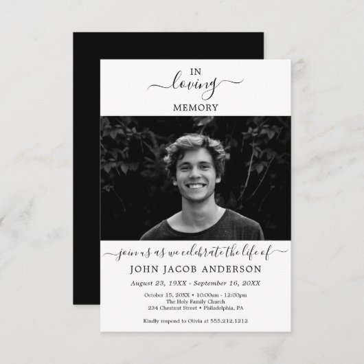 写真エレガント付き生活招待状のお祝い 招待状 (正面/裏面)