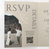 写真エレガント付き3重結婚式招待状 三つ折りプログラム (内部最初)