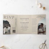 写真エレガント付き3重結婚式招待状 三つ折りプログラム (内部)